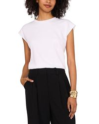 Vince Camuto - Cropped Sleeveless Top With Elastic Hem Clothing 1, Cotton/Polyester - Lyst