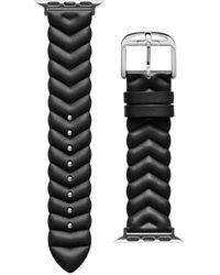 Ted Baker Chevron Leather Smartwatch Band Compatible With Apple Watch Strap 38mm, 40mm - Black