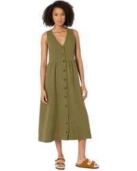 Madewell Cotton Indie Drawstring Midi Dress - Yarn-dye in Green | Lyst
