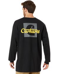 Carhartt - Big Tall Loose Fit Heavyweight Long Sleeve Pocket Script Graphic T-shirt - Lyst