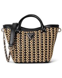 Guess - Atalia Mini Tote Satchel Handbags Natural/ Raffia - Lyst