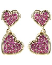 Kate Spade - Heart Pave Drop Earrings Earring, Brass/Cubic Zirconia/Glass - Lyst