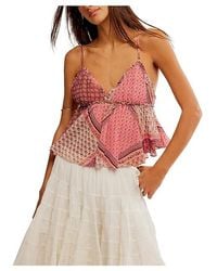 Free People - Alix Printed Tank Top Clothing Xl 14) Polyester - Lyst