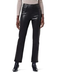 Hudson Jeans - Nico Mid-rise Straight Ankle W/ Slit Hem In Coated Black Beauty - Lyst
