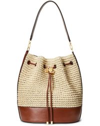 ralph lauren leather debby drawstring bolsa