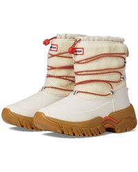 hunter original wanderer short sherpa snow boot in white