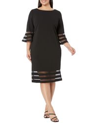 Calvin Klein - Plus Size Scuba Crepe Sheath Dress With Illusion Detail On Bell Sleeve Skirt - Lyst