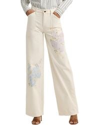 Lauren by Ralph Lauren - Floral High-rise Wide-leg Jeans In Mascarpone Cream Wash - Lyst