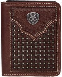 Ariat Western Mens Wallet Leather Trifold Croc Print Brown A3535602 