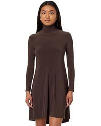 Norma Kamali - Long Sleeve Turtle Swing Dress (Chocolate) Dress - Lyst