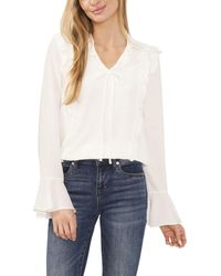 Cece - Collared Long Sleeve Ruffled Bow Blouse - Lyst