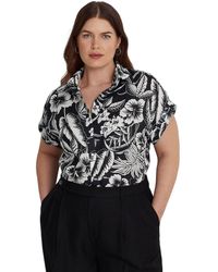 Lauren by Ralph Lauren - Plus Size Floral Linen Short Sleeve Shirt - Lyst