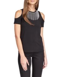 MICHAEL Michael Kors Grommet Fringe Tank Top in Black | Lyst