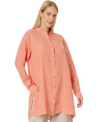 Eileen Fisher - Mandarin Collar Long Shirt - Lyst