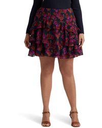 Lauren by Ralph Lauren - Plus Size Floral Crinkle Georgette Tiered Skirt - Lyst