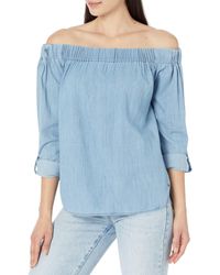 Tommy Hilfiger - Long Sleeve Off-the-shoulder Chambray Blouse - Lyst