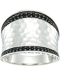 John Hardy Classic Chain Hammered Saddle Ring With Black Sapphire And Spinel