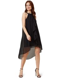 Adrianna Papell - Stretch Jersey Halter Neck Dress With Chiffon Ruffle Overlay - Lyst