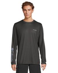 Columbia - Terminal Tackle Pfg Fins And Stripes Long Sleeve Clothing Shark/Fins & Stripes Trout, Polyester - Lyst