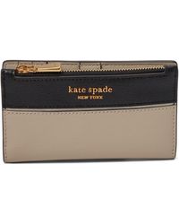 Kate Spade Morgan Pearl Leather Flap Chain Wallet in Natural
