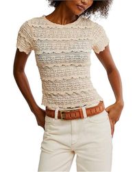 Free People - Angelina Lace T-Shirts Clothing(1108) Lg 12) Cotton/Mesh/Nylon - Lyst