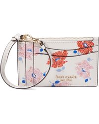 Kate Spade - Morgan Dotty Floral Emboss Saffiano Leather Coin Card Case Wristlet - Lyst