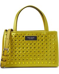 Kate Spade Manhattan Woven Striped Fabric Large Tote in Yellow