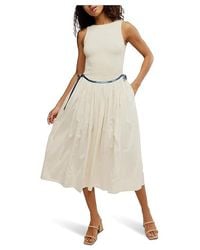 Free People - Nightingale Solid Midi Dress Sm 4-6) Nylon/Viscose - Lyst