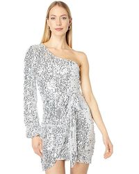 Bebe - One Shoulder Sequin Wrap Dress Clothing, Polyester - Lyst