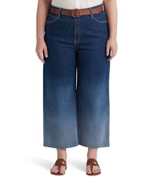 Lauren by Ralph Lauren - Plus Size Ombre High-rise Wide-leg Cropped Jeans In Ombre Canyon Wash - Lyst
