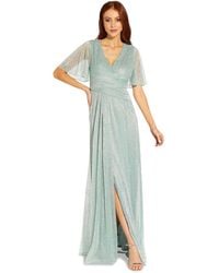 Adrianna Papell - Metallic Mesh Draped Gown - Lyst