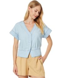 Madewell - Denim Pleated Short-sleeve Top In Doral Wash - Lyst
