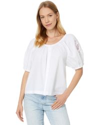 Madewell - Embroidered Puff-sleeve A-line Top In Poplin - Lyst