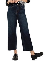 Liverpool Los Angeles - Petite Stride Crop Wide Cut Hem High-Rise Crosshatch Denim (Eastmoor) Jeans - Lyst