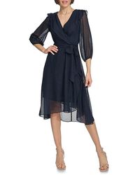 Tommy Hilfiger - Dot Faux Wrap Dress Dress, Chiffon/Polyester - Lyst
