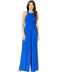 Vince Camuto Chiffon Halter Wide Leg Jumpsuit - Blue