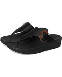 Fitflop - Lulu Resin-Buckle Leather Toe-Post Sandals Wedge Shoes 6 M (B) - Lyst