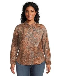Ralph Lauren - Plus Size Classic Fit Paisley Crepe Shirt Clothing, Polyester - Lyst