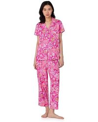 Ralph Lauren - Short Sleeve Notch Collar Cropped Pant Pj Set Pajama Sets Md (Us 8-10) Cotton/Viscose - Lyst