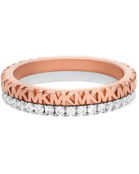 Michael Kors Sterling Silver Monogram Ring - Pink