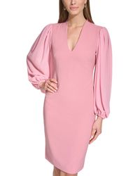 Vince Camuto - Stretch Crepe Bodycon Dress With Chiffon Balloon Sleeves - Lyst