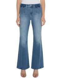 Liverpool Los Angeles - Hannah Mid Rise Flare With Flap Front Pockets Crosshatch Denim - Lyst