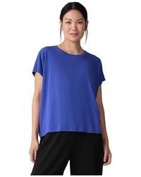 Eileen Fisher - Fine Stretch Jersey Knit Crew Neck Square Top Clothing, Lyocell/Spandex/Tencel - Lyst