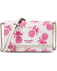 Kate Spade - Morgan Pineapple Embossed Saffiano Leather Flap Chain Wallet - Lyst