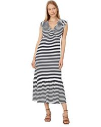 Tommy Hilfiger - Stripe Tiered Midi Dress Dress Sky Captain/Ivory Xl (Us 16-18) Elastane/Polyester/Rayon - Lyst