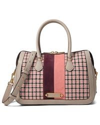 Kate Spade - Gramercy Racing Stripe Plaid Twill Fabric Medium Satchel (Mushroom Multi) Handbags - Lyst