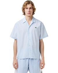 Lacoste - Short Sleeve Relaxed Fit Monogram Woven Shirt - Lyst