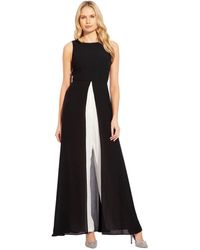 Adrianna Papell - Sleeveless Stretch Crepe Jumpsuit With Chiffon Overlay - Lyst