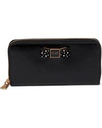 Kate Spade - Morgan Bow Bedazzled Bow Patent Leather Zip Around Continental Wallet - Lyst