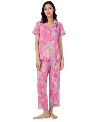 Ralph Lauren - Short Sleeve Notch Collar Cropped Pant Pj Set Pajama Sets Sm (Us 4-6) Cotton/Viscose - Lyst